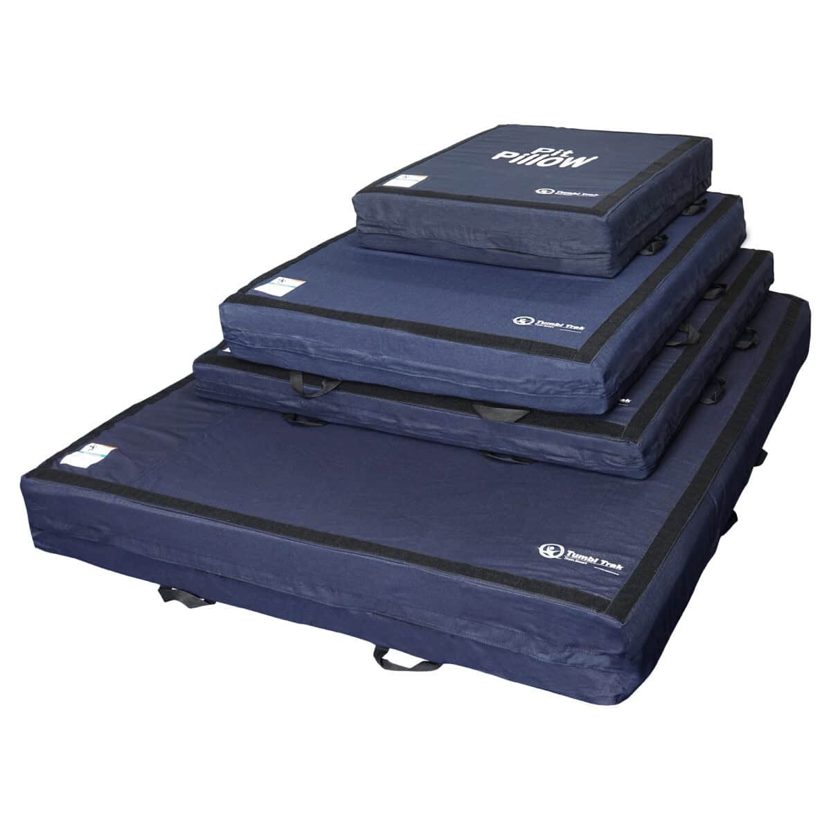 Multiple sizes of the Pit Pillow, stacked on top of each other.