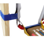 A photo of the end of the Laser Balance Beam Hammock suspended with stabilizing strap to limit movement.