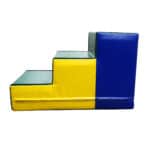 A photo of the Tumbl Trak Steps from the side, showing how the steps are standard stair height.